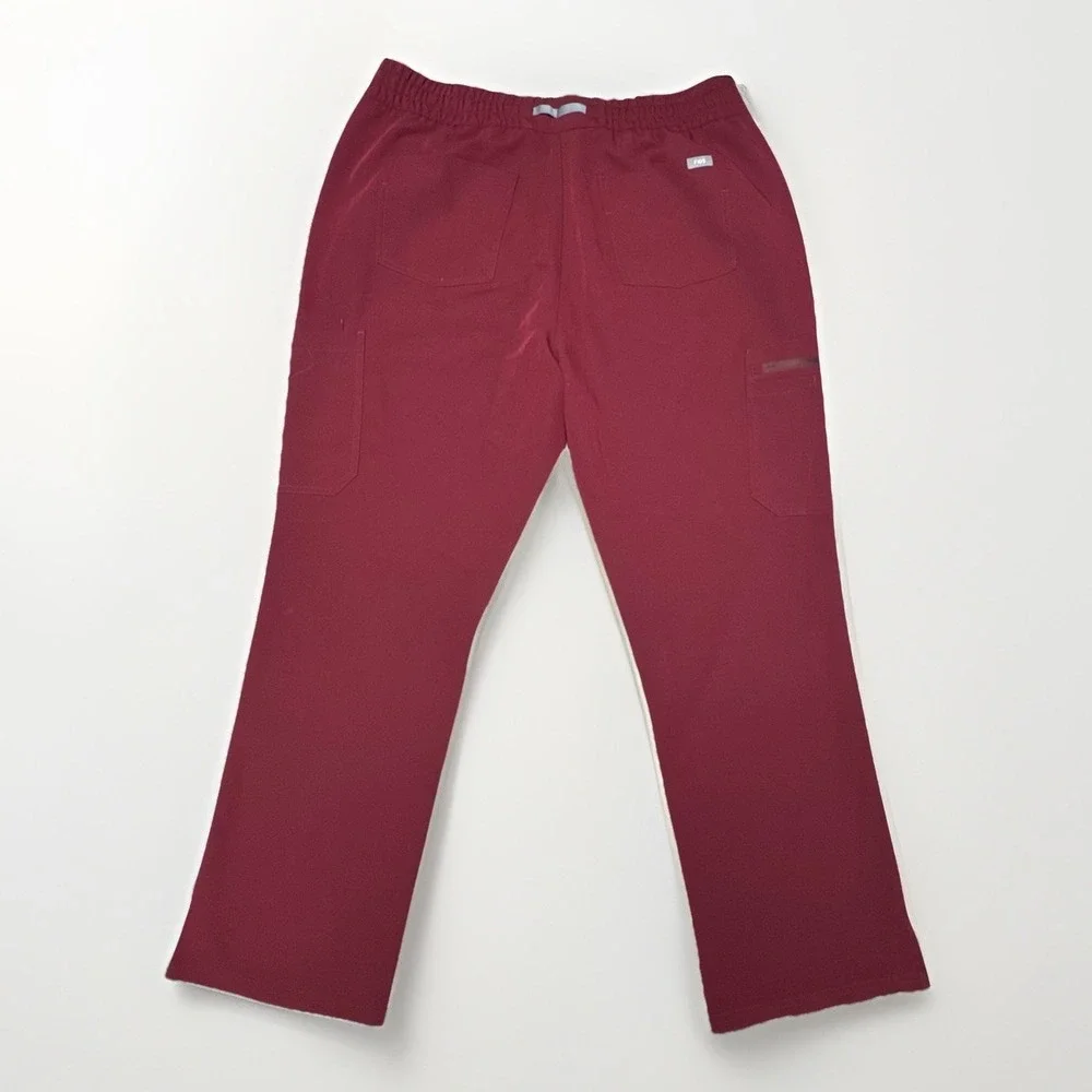 Figs Technical Collection Scrub Pants Men's 2XL Cargo Pocket Drawstring Maroon